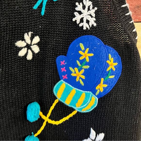 Victoria Jones Black Winter Sweater Vest Size Large - Picture 4 of 7